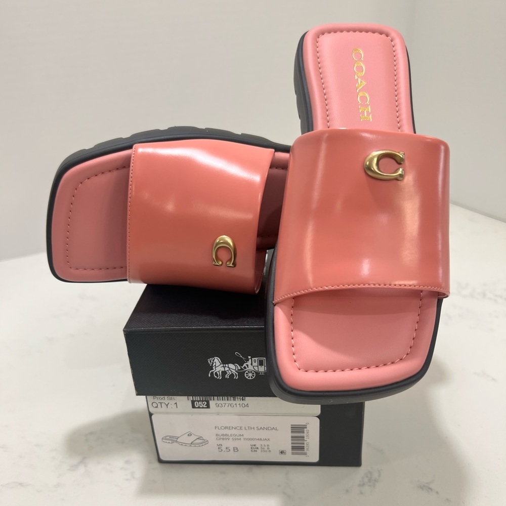 Coach Women's Pink Slide Sandals - Picture 5 of 12